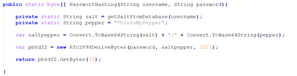 Example for code SALT & PEPPER option