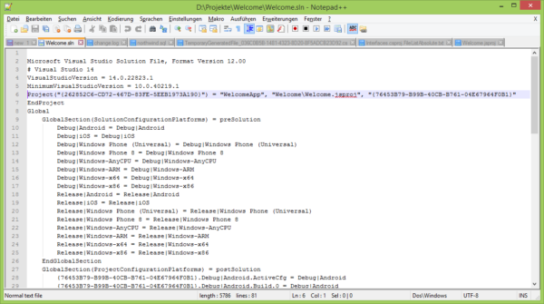 Screenshot Visual Studio Cordova-Projekt - Codeausschnitt