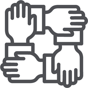 Piktogramm: Hände halten sich aneinander fest