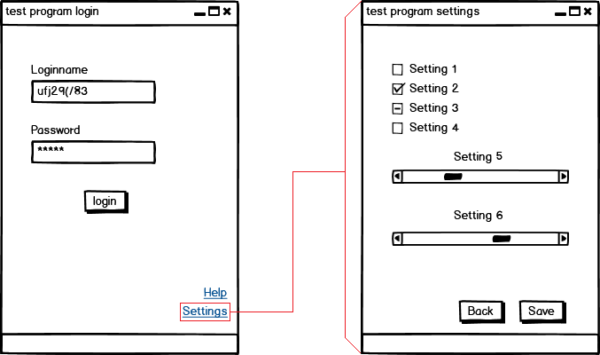 Manual adjustment of the test program settings