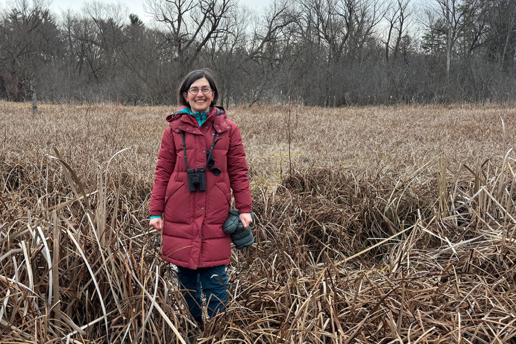 Julia Zarankin counting birds in the "magic marsh". 