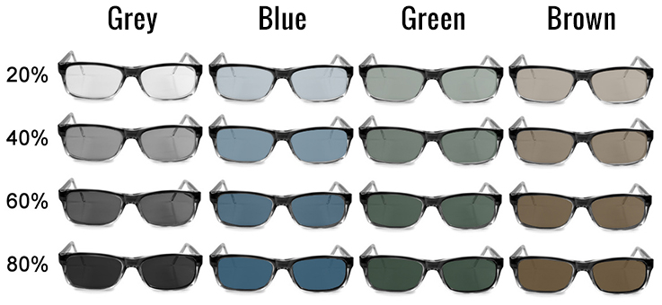 Colored store eyeglass lenses